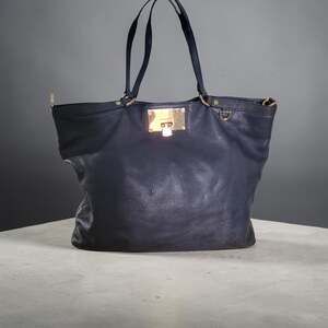Michael Kors Large Women’s Tote Leather Bag Navy Blue Timeless Quiet Luxury